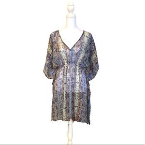 Cruise Club Print Cinched Waist Bikini Cover Up